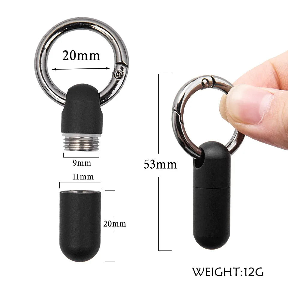 Pure Titanium Waterproof Bunker Portable Small Pill Box Sealed Waterproof Keyring Mini Carry-on First Aid Pill Bottle Three Colo Peaceful Pleasures Health and Wellness