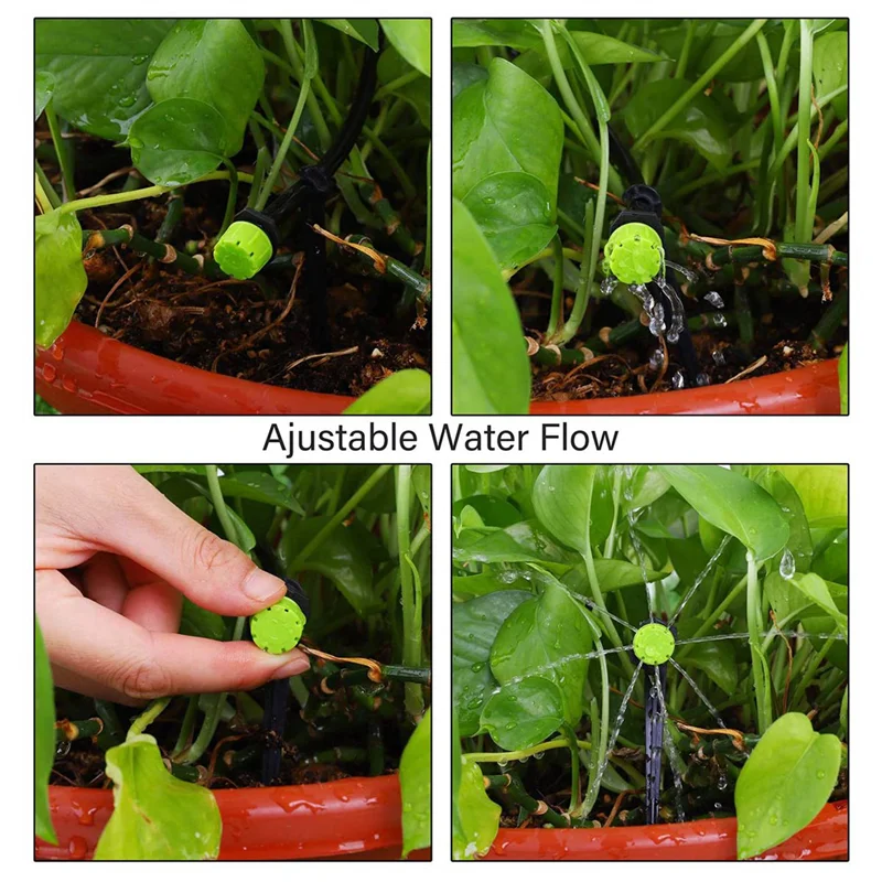 200-Pack Adjustable 1/4" Micro Drip Irrigation Emitters Anti-Clog