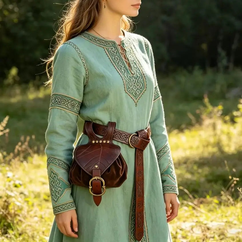 Medieval Waist Bag Retro PU Leather Elf Leaf Copper Coin Belt