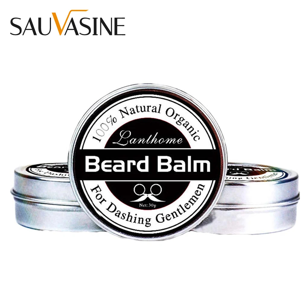 3PCS Natural Beard Balm Wax Beard Growth Balm for Men Moisturizing Smoothing Beard Styling Professional Care Cream Skin Care Peaceful Pleasures Health and Wellness