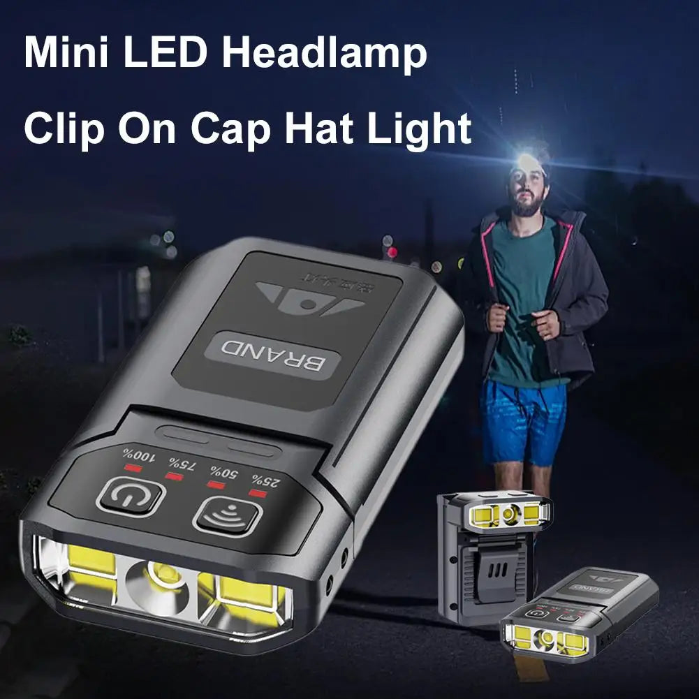 Clip-On Cap Headlamp | Wave Sensor, IPX6, USB Rechargeable LED