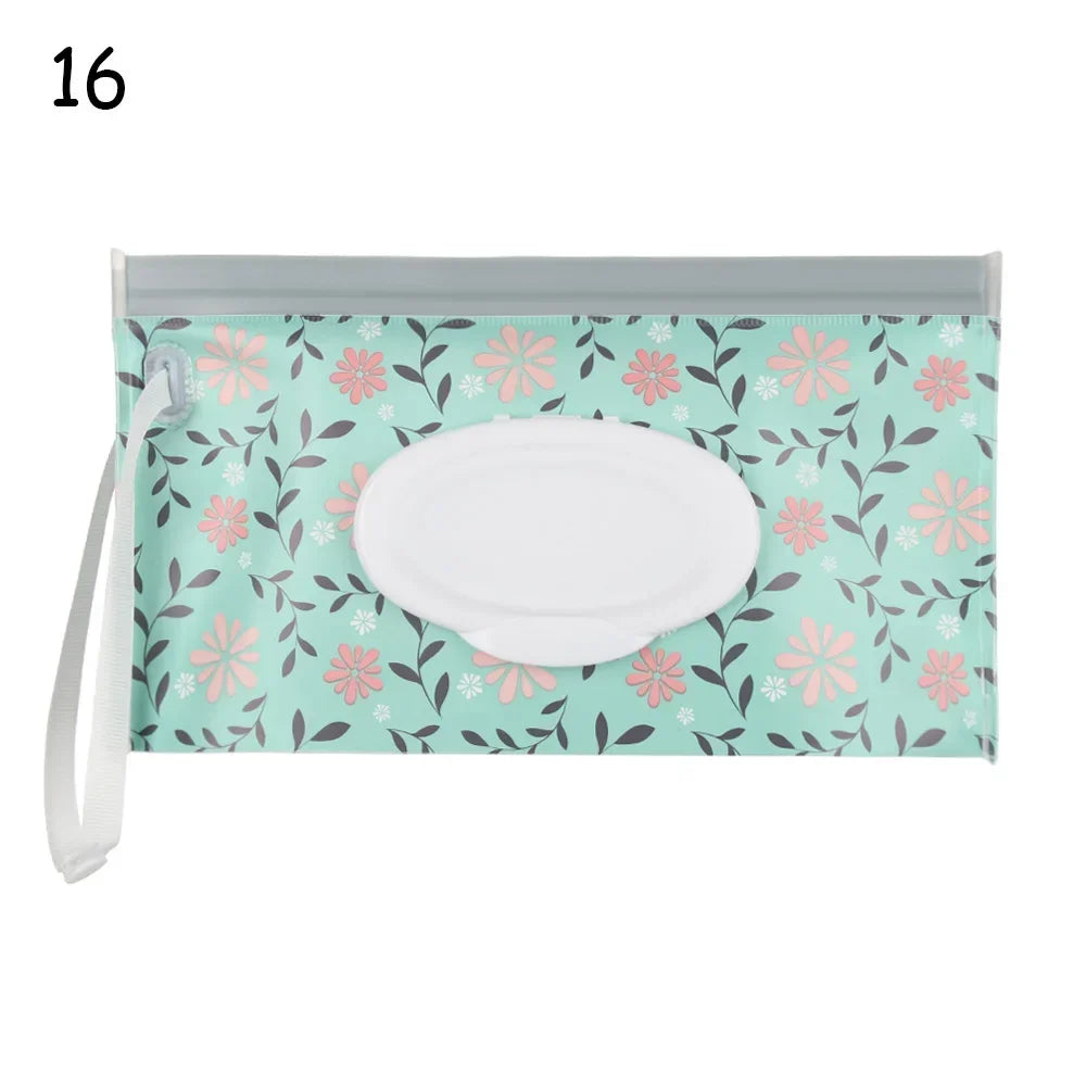 Baby Wet Wipes Carrying Case Bag | Stroller Snap-Strap Clutch