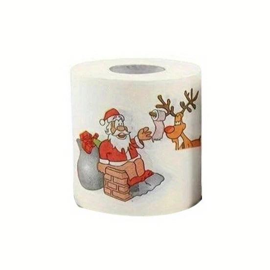 1 roll Christmas Printed Toilet Paper Festival Theme Home Decorations Roll Paper for Home & Festive Atmosphere Decor Supplies Peaceful Pleasures Health and Wellness deer