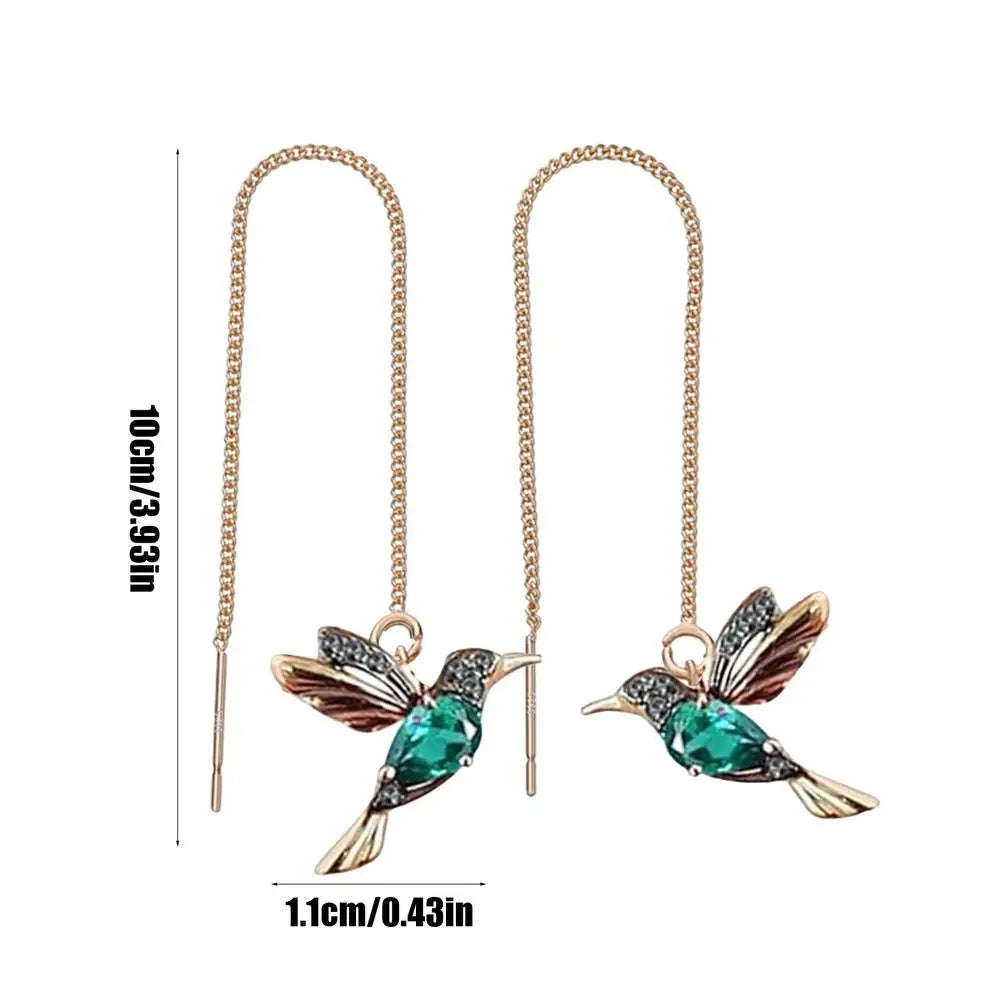 Hummingbird Drop Earrings | Tassel Threader Dangle Jewelry