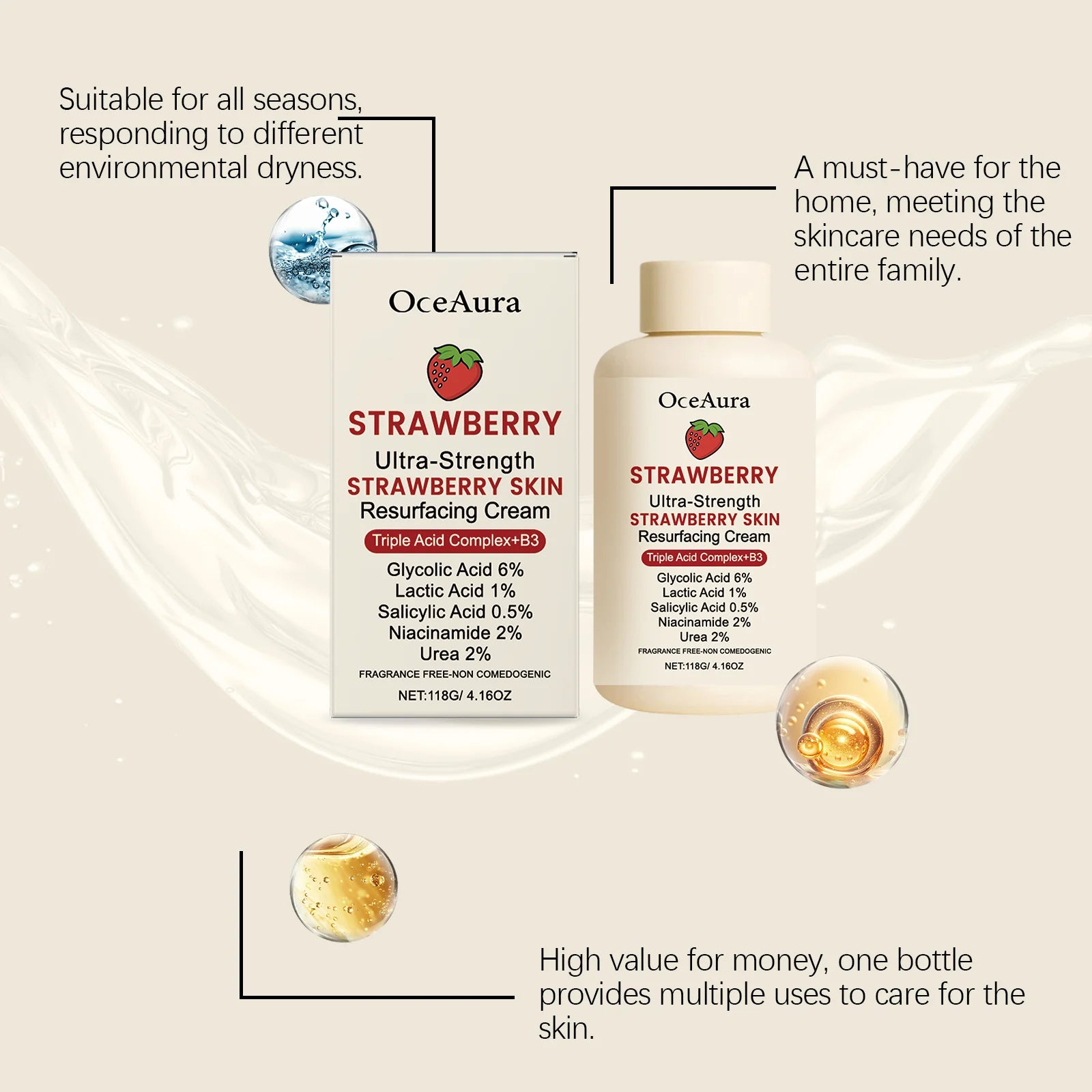 Strawberry Rejuvenating Cream Deep Nourishing Dry Skin Smoothing Tightening Softening Improve Dullness Brightening Body Lotion Peaceful Pleasures Health and Wellness