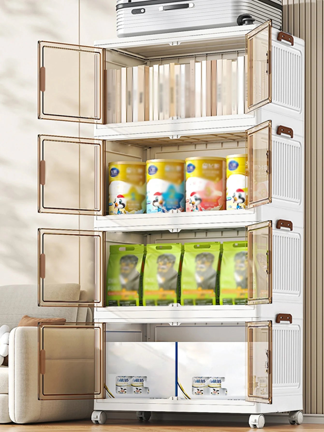 Stackable Storage Bins with Lids, Wheels & Folding Design Peaceful Pleasures Health and Wellness