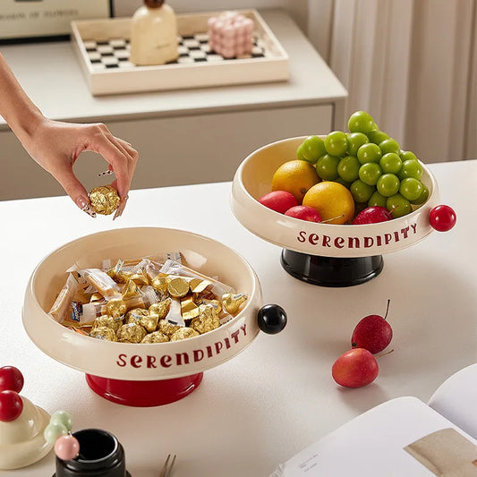 Elevated Fruit Bowl Home Stylish Plastic Snack Tray with Lid Dopamine Color Multi-functional Storage Holder Kitchen Organizer Peaceful Pleasures Health and Wellness