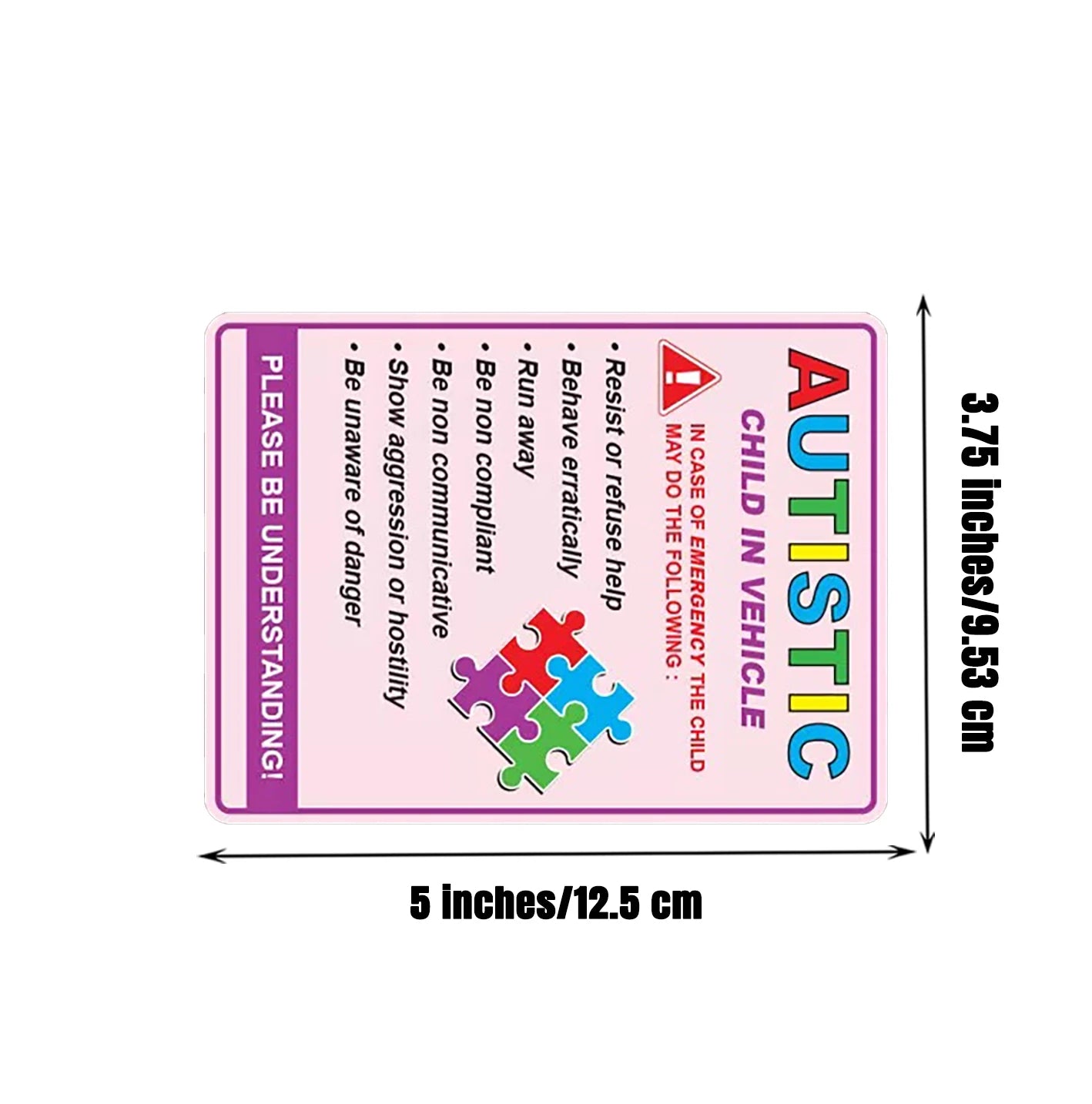 2Pack Autistic child in vehicle sticker decal autism awareness car truck window safety pink3.75x5inch Peaceful Pleasures Health and Wellness