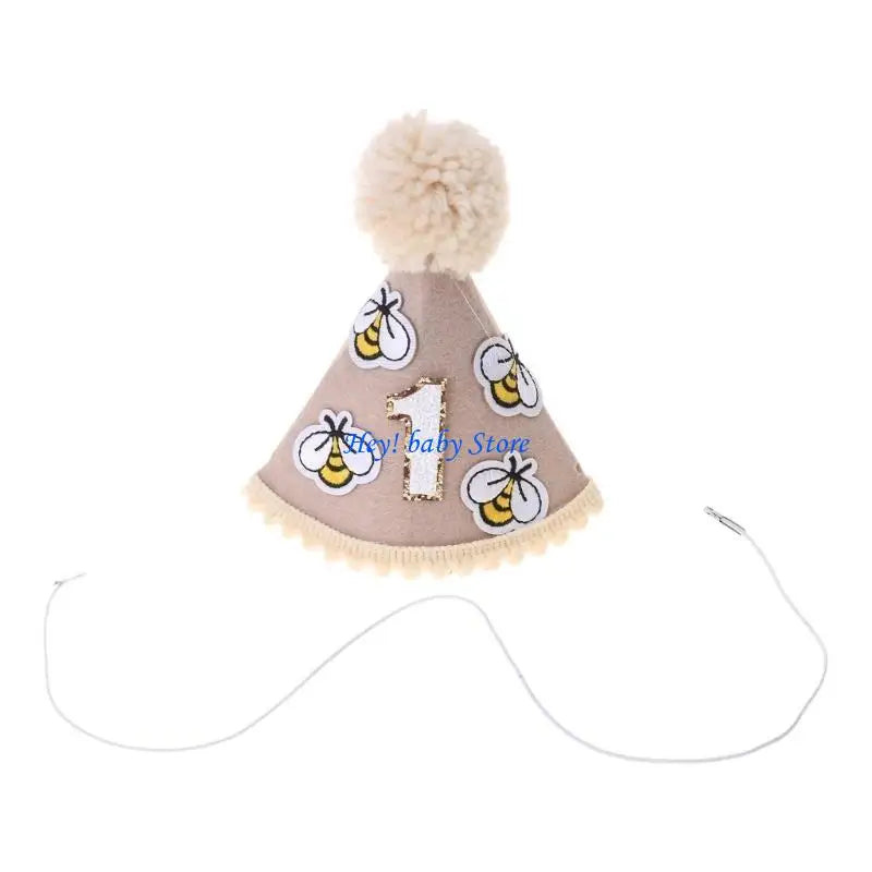 Baby 1st Birthday Felt Hat – Cute Embroidered Party Cap for Infants