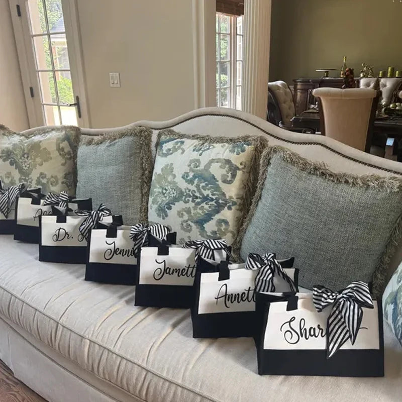 Personalized Bridesmaid Beach Tote Bag | Custom Name Wedding Gift Personalized Tote Bag Peaceful Pleasures Health and Wellness