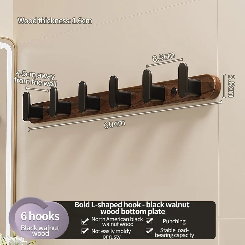 Wood & Aluminum Wall Hooks – Coat, Robe & Towel Hanger Rack