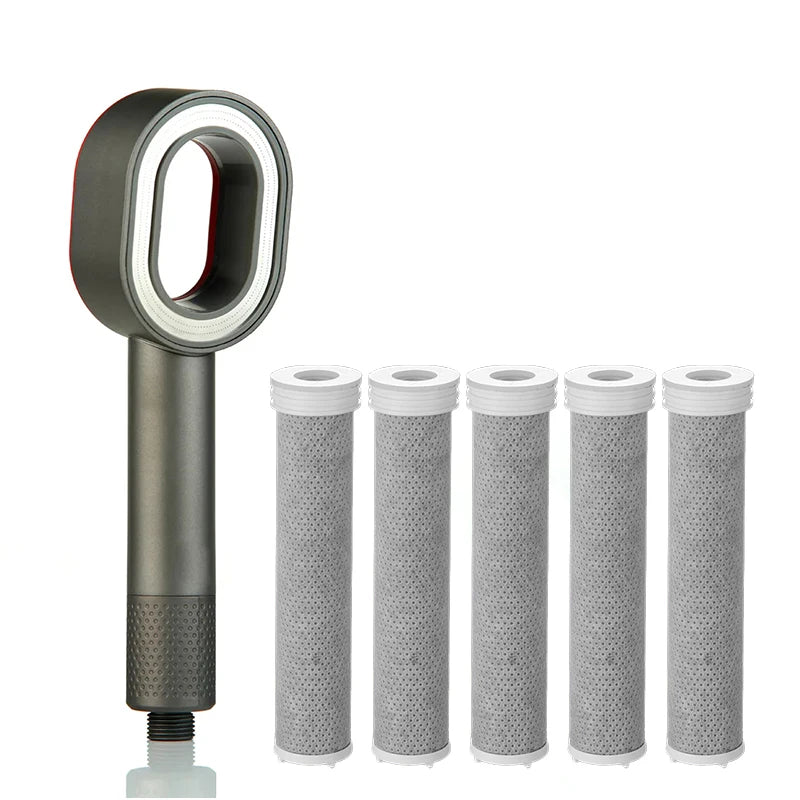 Filter Shower Head High Pressure Beauty Rain Faucet Showerhead Filtration Purification Bathroom Accessories Filtered Water Peaceful Pleasures Health and Wellness Grey Set B