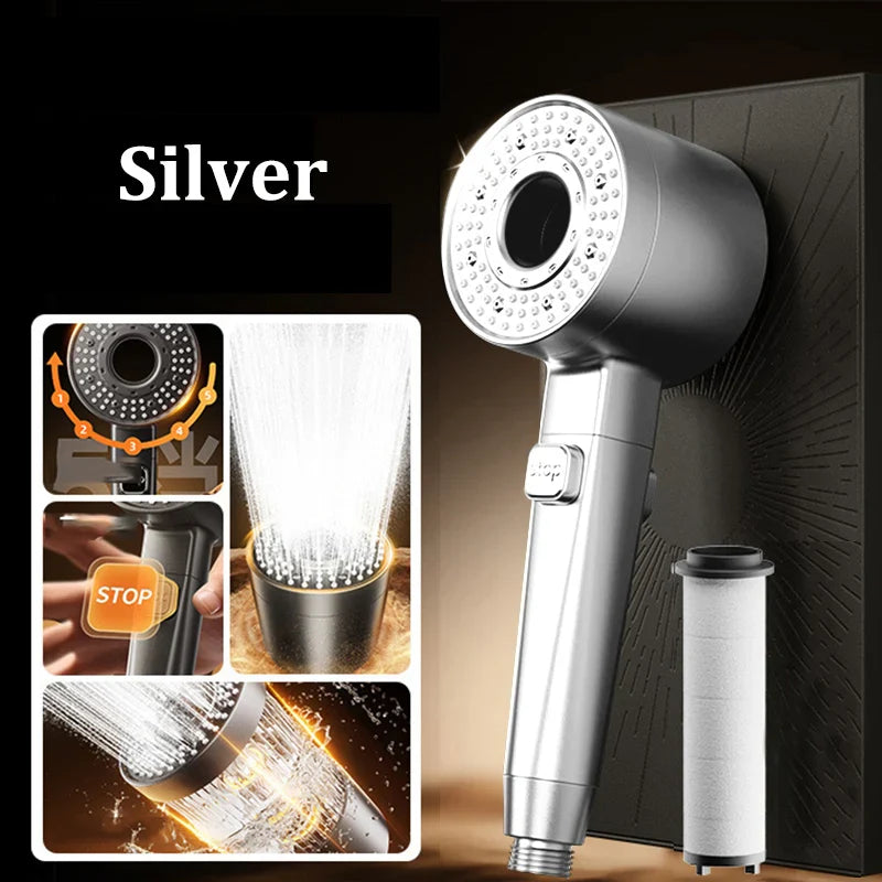 5-Speed Filtered Handheld Shower Head Set – Water Saving