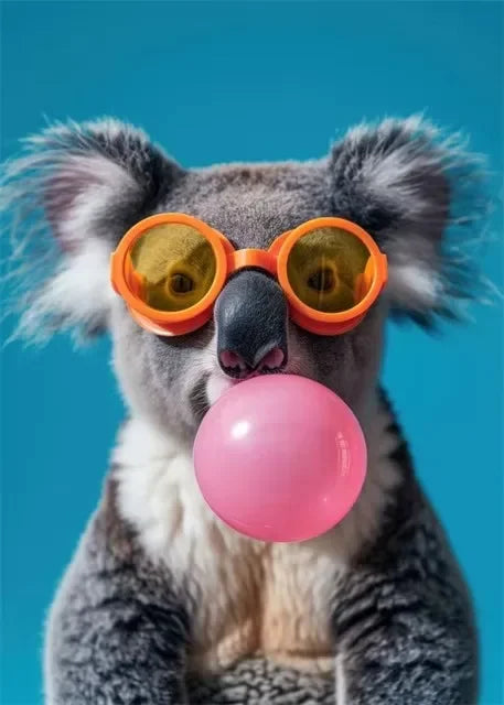 Cute Animals Pink Bubblegum Canvas Wall Art Print | Kids Decor
