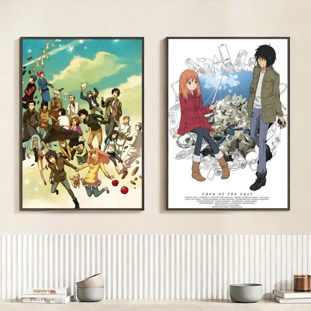 Anime E-Eden of the East Poster HD Self Adhesive Waterproof Wall Art Ideal for Home Office Dorm Bedroom Great Gift Peaceful Pleasures Health and Wellness