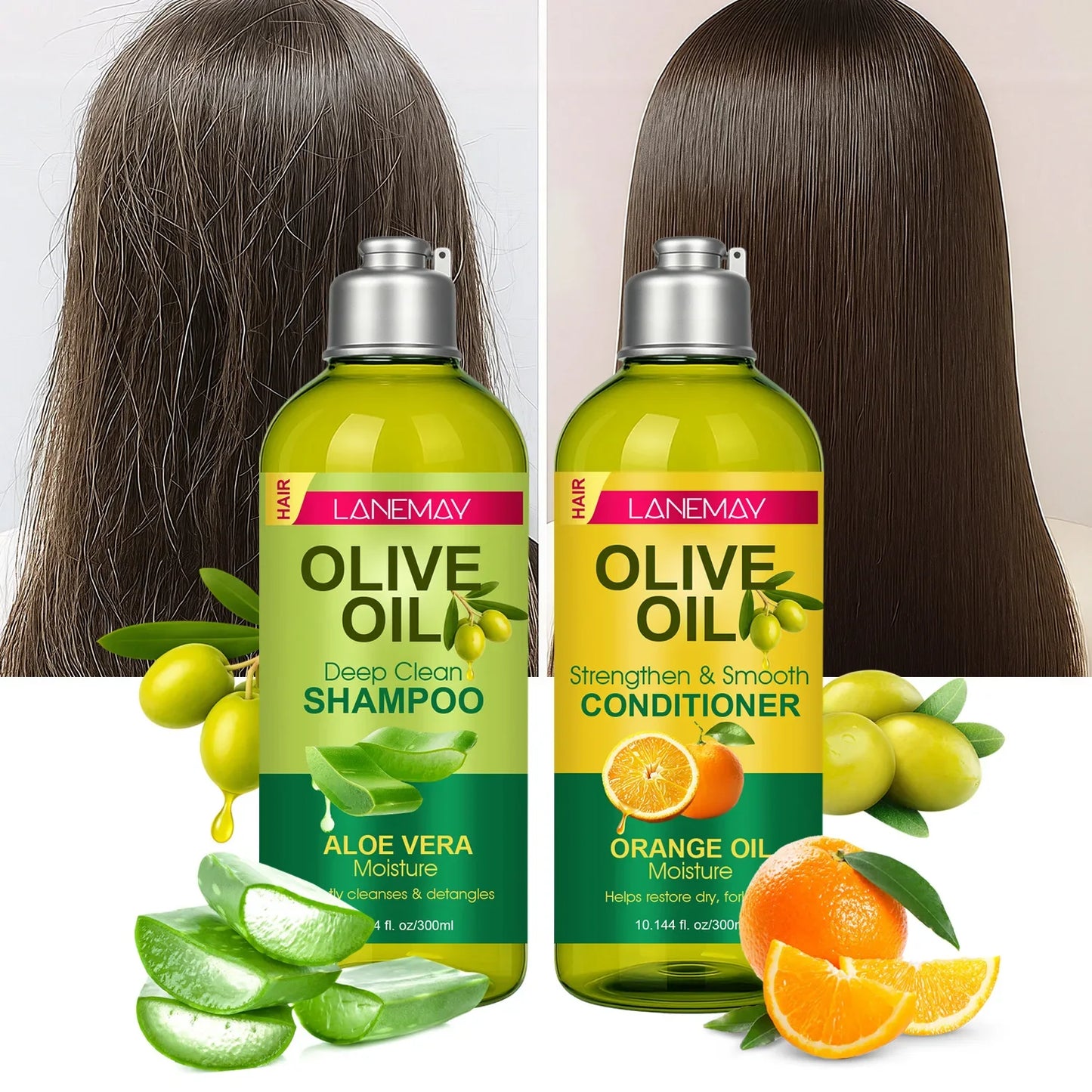 Olive Oil Shampoo & Conditioner Set | Aloe Vera & Orange Oil