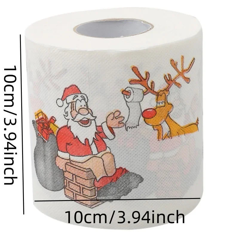 2Pcs Christmas Printed Tissue Disposable Printed Toilet Tissues Toilet Roll Paper Christmas Ornaments For Party New Year Gifts Peaceful Pleasures Health and Wellness