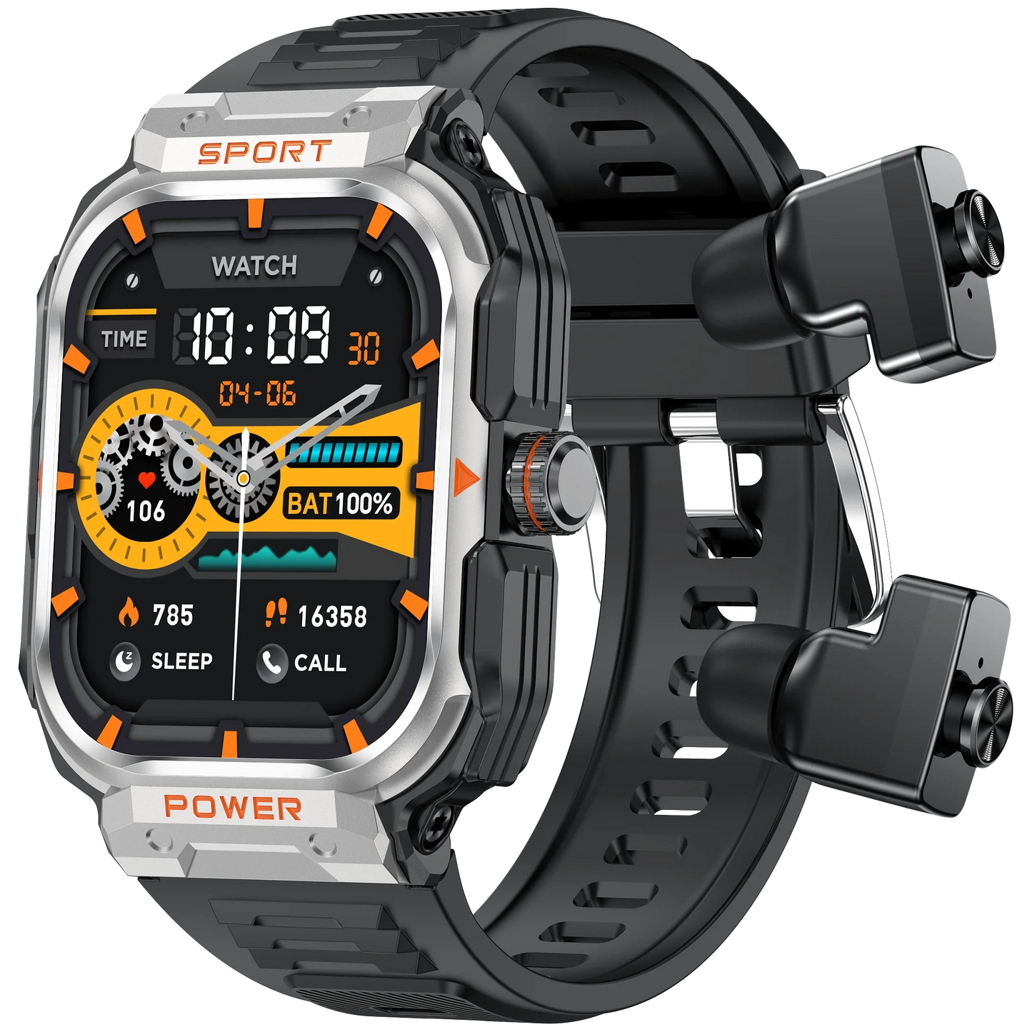 2-in-1 Smartwatch & Headphones 2.01" HD NFC Bluetooth 5.2