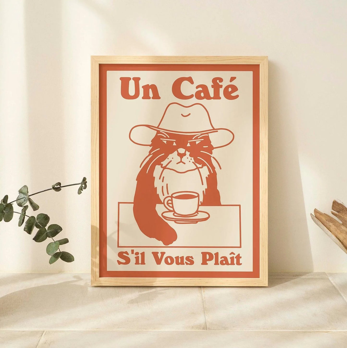 Funny Cat Canvas Wall Art | Spaghetti & Espresso Kitchen Decor