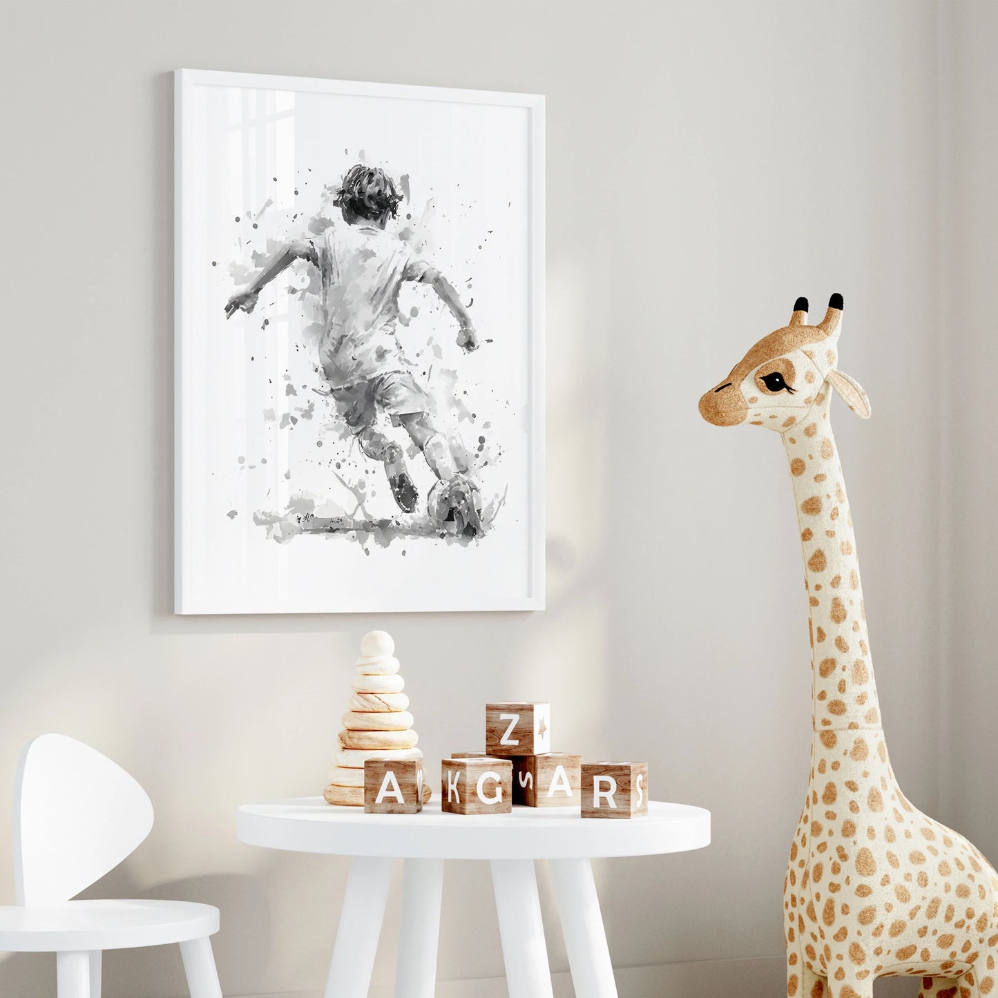 3-Piece Cartoon Football Player Canvas Wall Art Poster Set