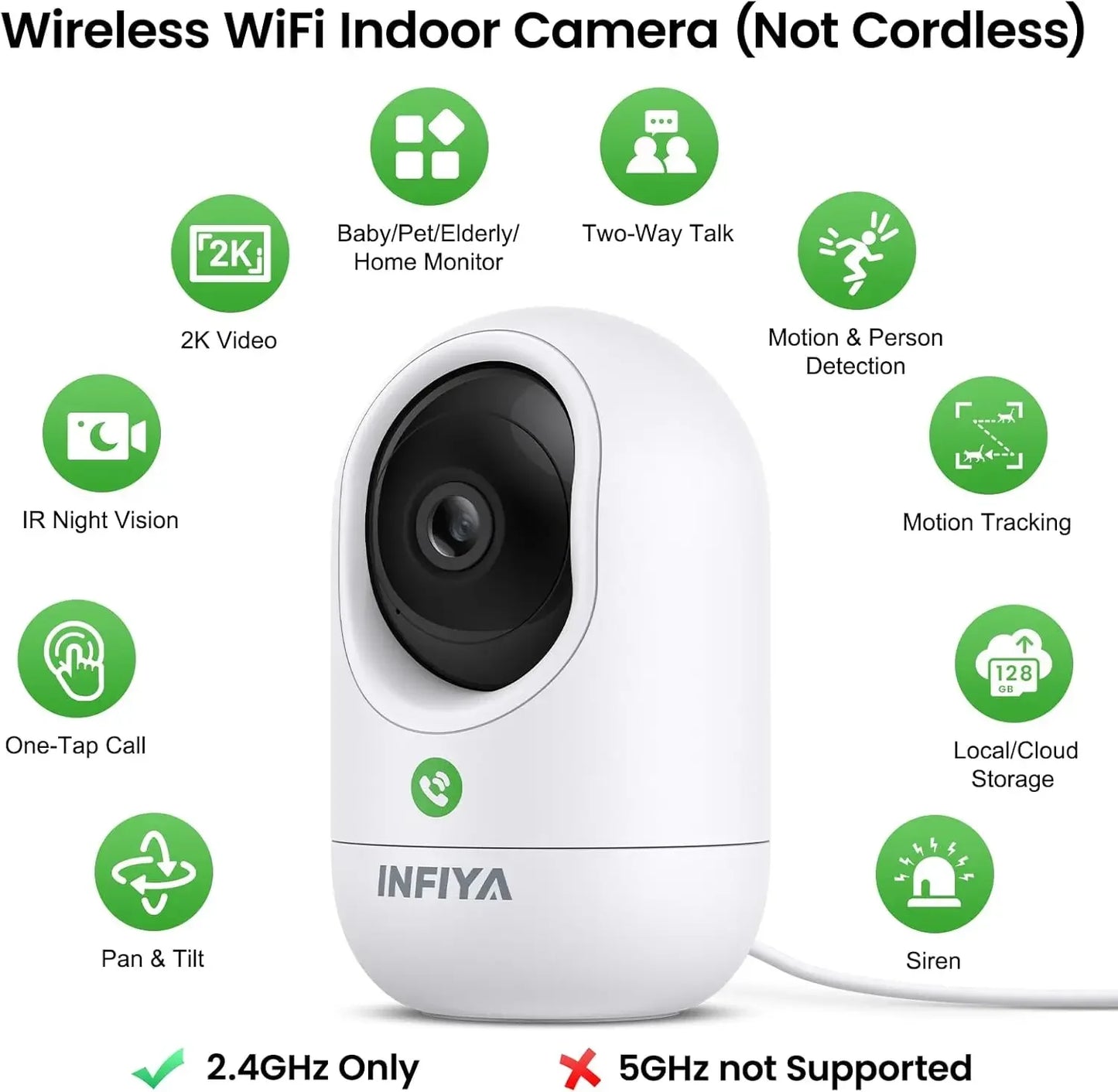 2K Indoor Security Camera with 360° View, Motion Alert, Alexa/Google Home Compatible, 2-Pack for Home Monitoring Peaceful Pleasures Health and Wellness