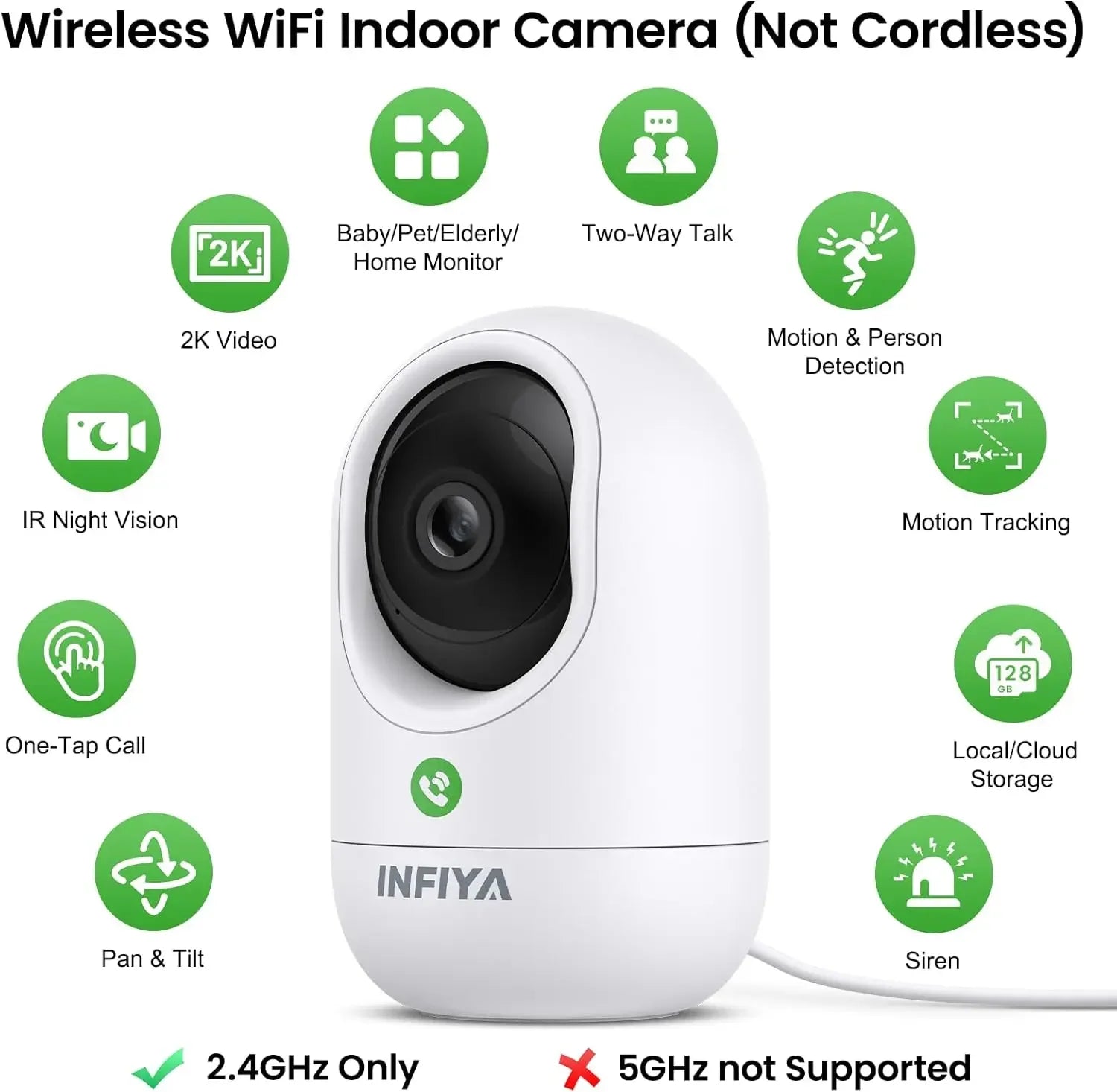 2K Indoor Security Camera with 360° View, Motion Alert, Alexa/Google Home Compatible, 2-Pack for Home Monitoring Peaceful Pleasures Health and Wellness