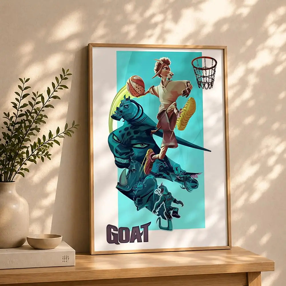 Movie-Goat Poster HD Self Adhesive Waterproof Wall Art Ideal for Home Office Dorm Bedroom Great Gift Peaceful Pleasures Health and Wellness White4 50X70cmNoframe