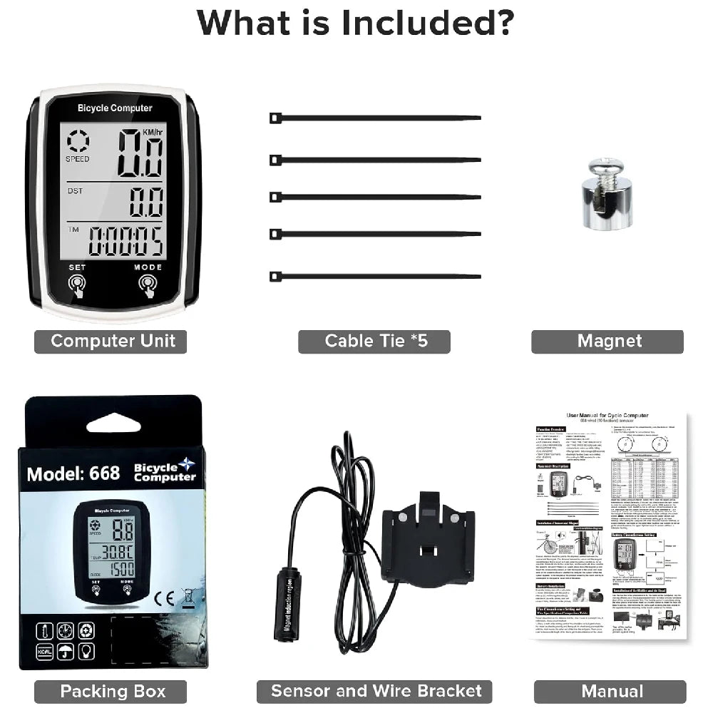 1PCS Bike Computer Wired, Waterproof Bicycle Odometer MPH/KM/H, Touch Sensor Switch Big Digital LCD, Automatic Wake-up for Bike Peaceful Pleasures Health and Wellness