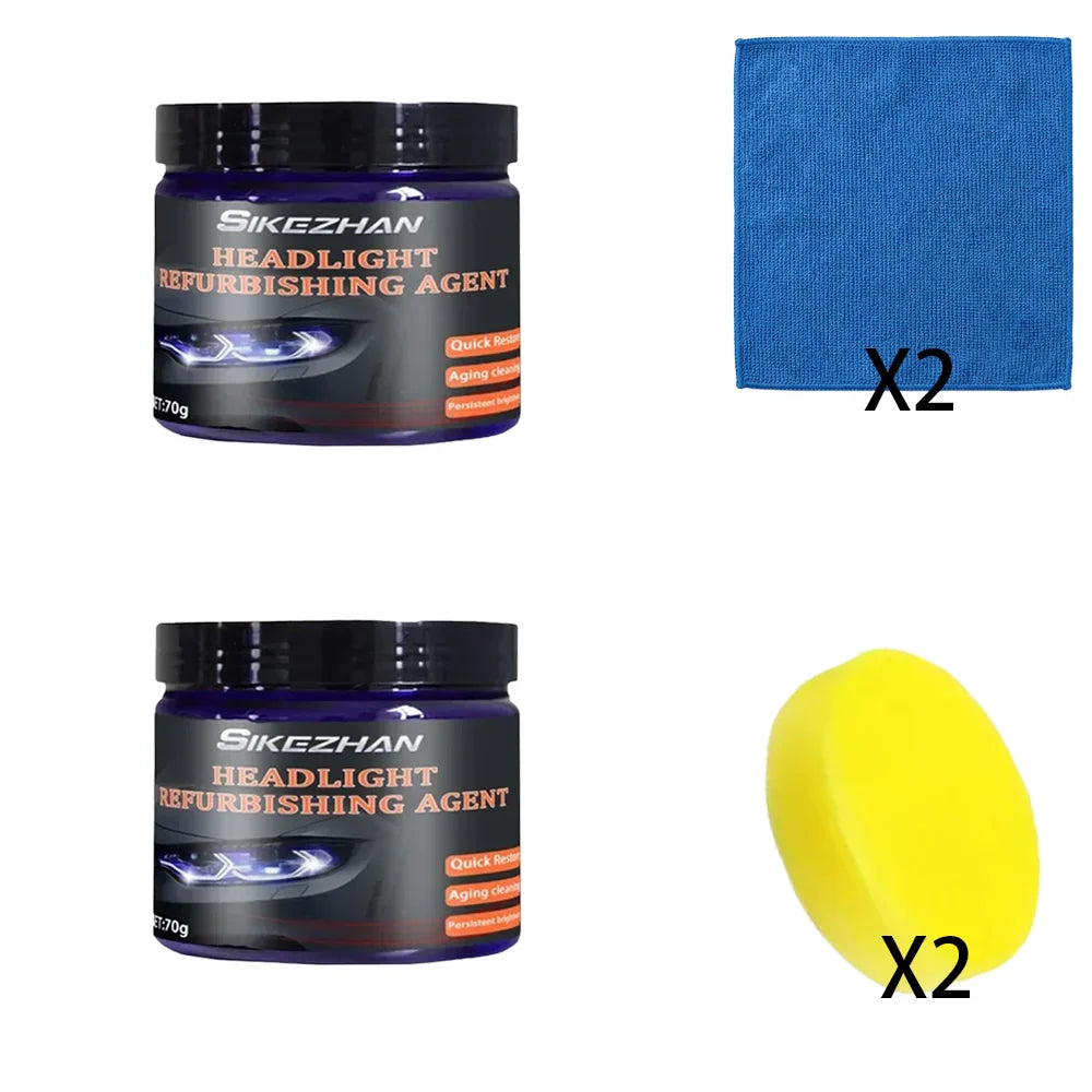 Headlight Polishing Kit – Compound, Sponge & Cloth | Restores Clarity