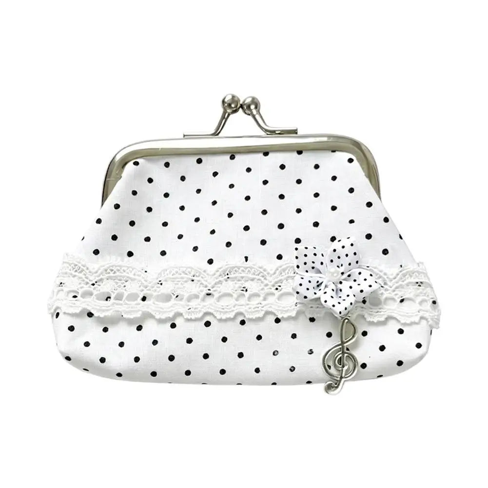 Polka Point Small Wallet Fashion Feast Party Handbag Portable Clutch Bag Mini Coin Purse Cosmetics Earphones Storage Bag Peaceful Pleasures Health and Wellness B