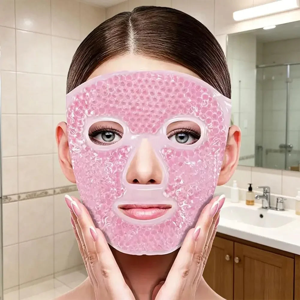 Ice Cold and Hot Heat Full Face Eye Mask New SPA Gel Beads Compress For Dark Circles Puffiness For Women Man Skin Care Tools Peaceful Pleasures Health and Wellness