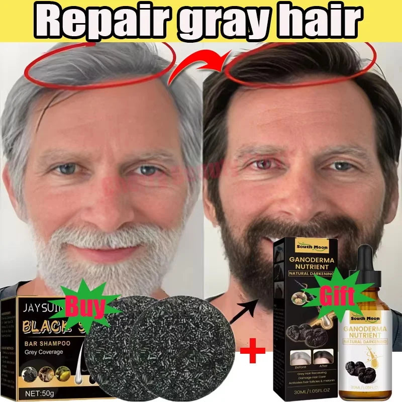 Herbal Gray to Black Hair Darkening Shampoo Bar | Jaysuing