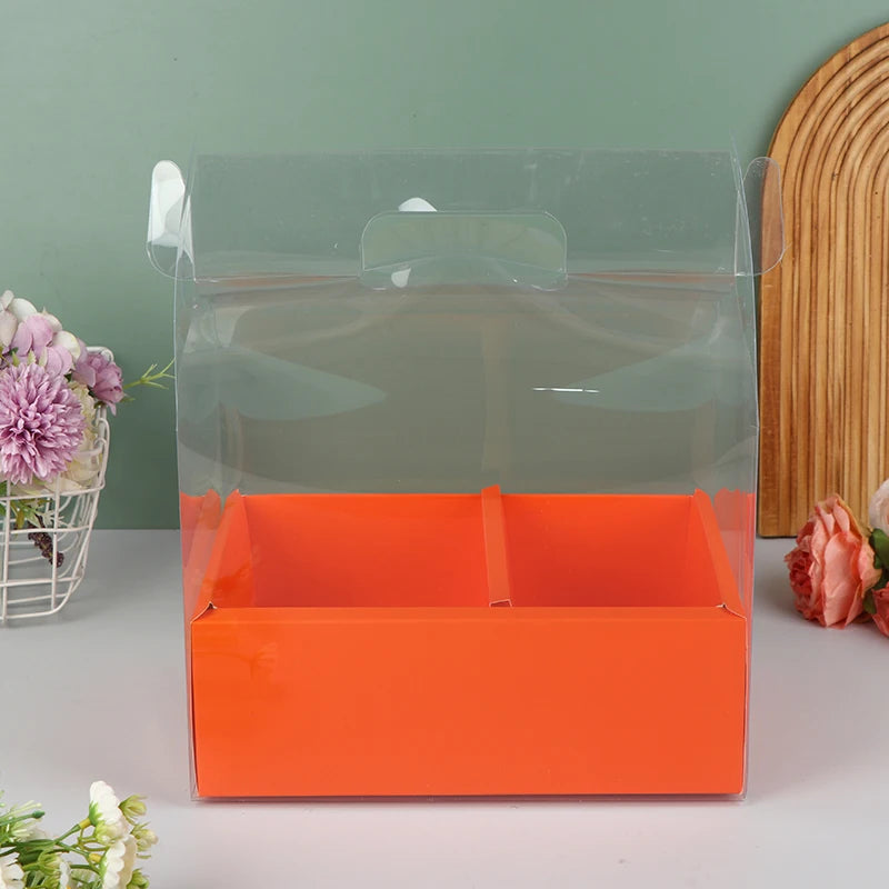 Clear PET Cake & Flower Gift Box with Handle | Party Favor Gift Box Peaceful Pleasures Health and Wellness Other 1 Orange