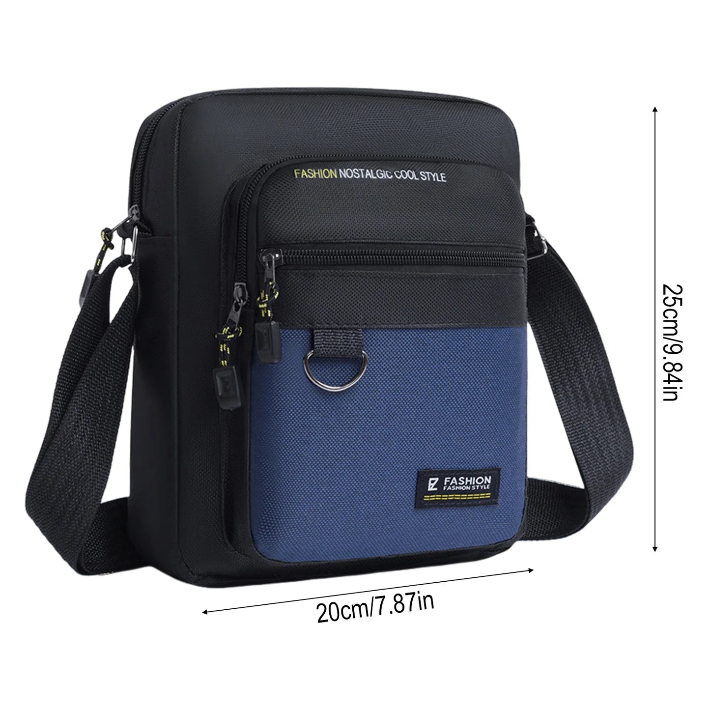 Waterproof Oxford Crossbody Bag Men Shoulder Bag Multi Layer Design Adjustable Strap Commuter Travel Lightweight Durable Peaceful Pleasures Health and Wellness