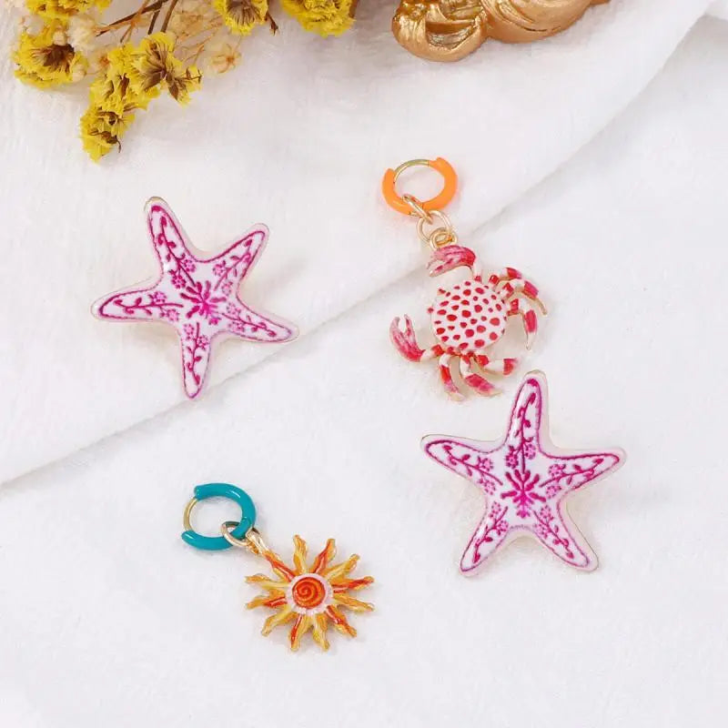 4-Piece Starfish & Crab Drop Earring Set | Women's Gift