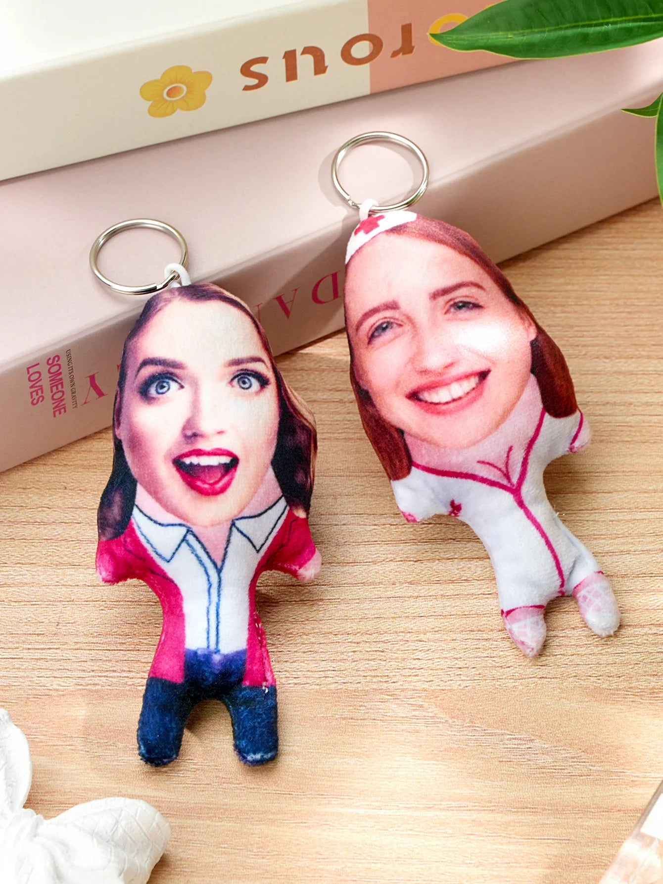 1pc Custom Face Pillow Keychain Funny Ugly Plush Keychain Custom Photo Keyring Gift For Friends Family Boyfriend Girlfriend Peaceful Pleasures Health and Wellness
