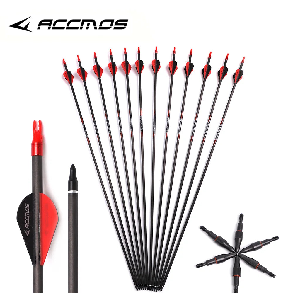 6 4 Feather Pure Carbon Arrow ID6 Spine250 300 350 400 500 600 700