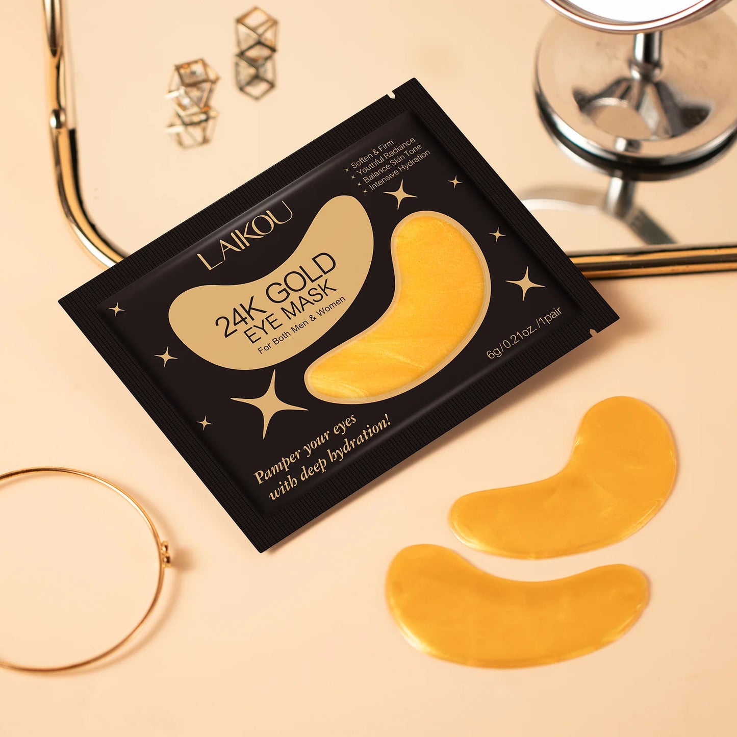 Laikou Sakura 24K Gold Eye Mask 5 Pairs – Anti-Dark Circle Patches Under Eye Patches Peaceful Pleasures Health and Wellness