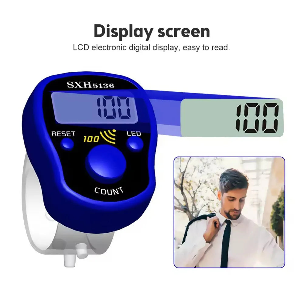 LCD Digital Finger Tally Counter Clicker with LED Backlight