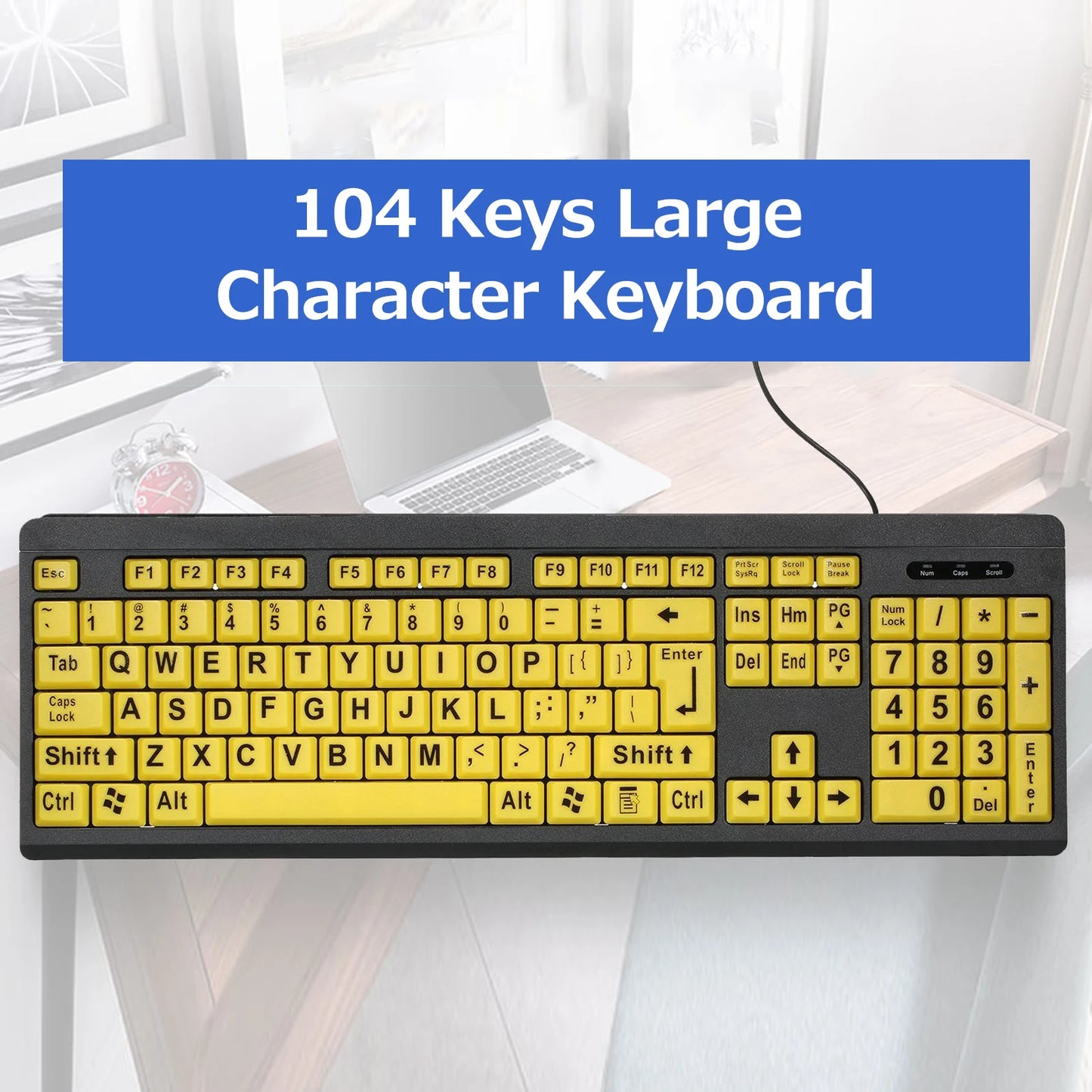Arealer Large Print USB Keyboard – 104 Keys Low Vision Seniors