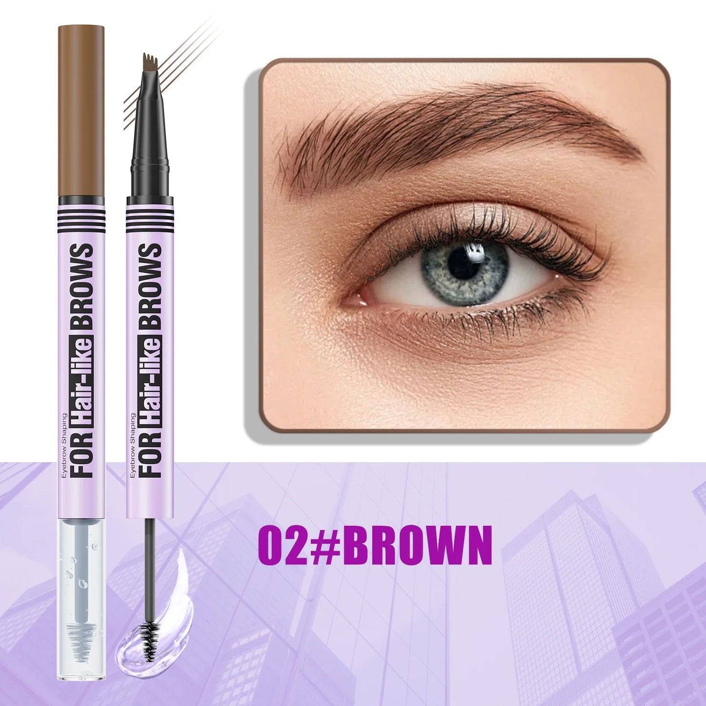 Hello Kiss 2-in-1 Waterproof Eyebrow Pencil & Gel – Four-Claw Brow