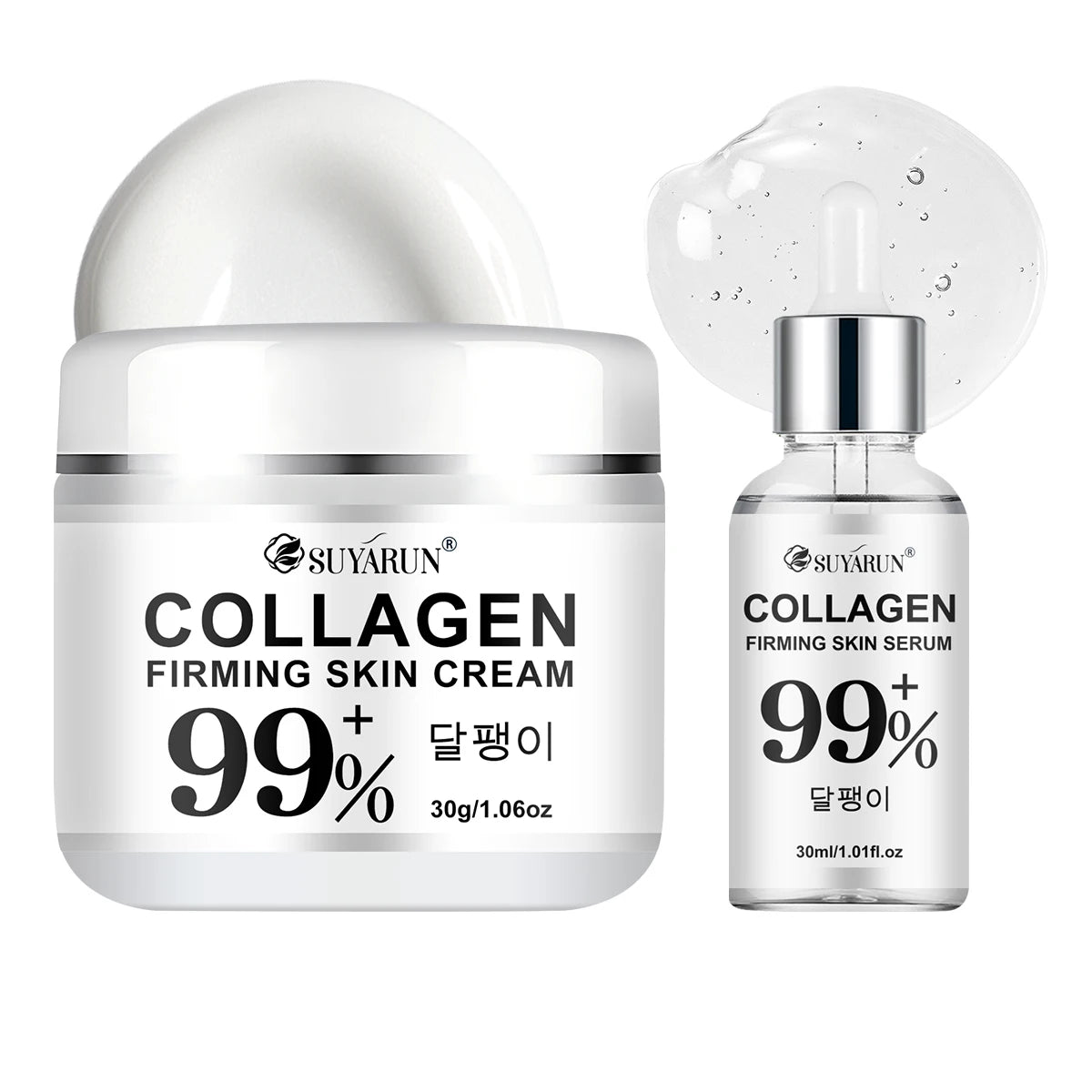 SUYARUN Anti-Aging Collagen Cream & Serum Set - Moisturizing, Wrinkle Reduction, Firming, Brightening - Free Shipping. Peaceful Pleasures Health and Wellness 30g-30ml