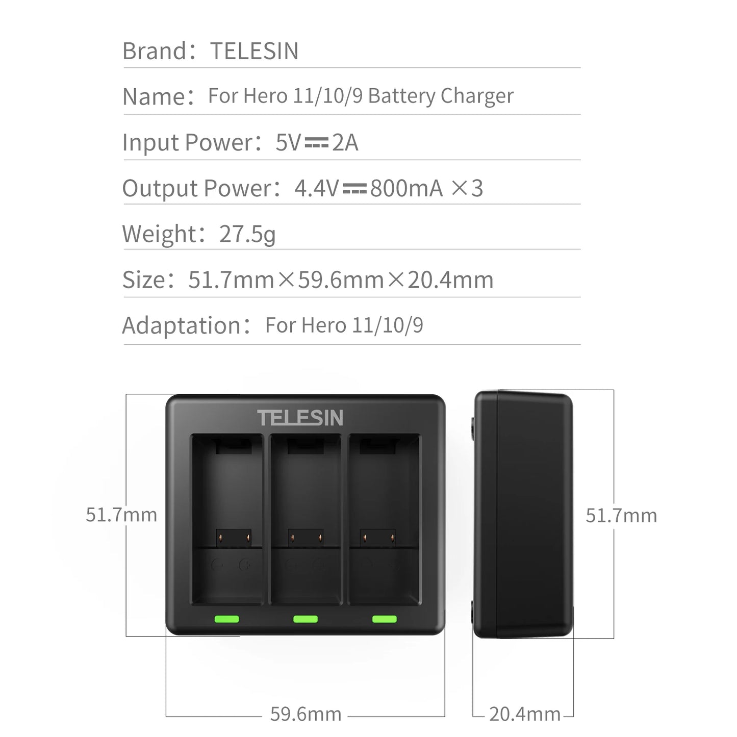 TELESIN Quick Battery Charger 3 Slots Battery Charger for GoPro 9 10 11 for GoPro Hero Black 11 10 9 Action Camera Accessories Peaceful Pleasures Health and Wellness