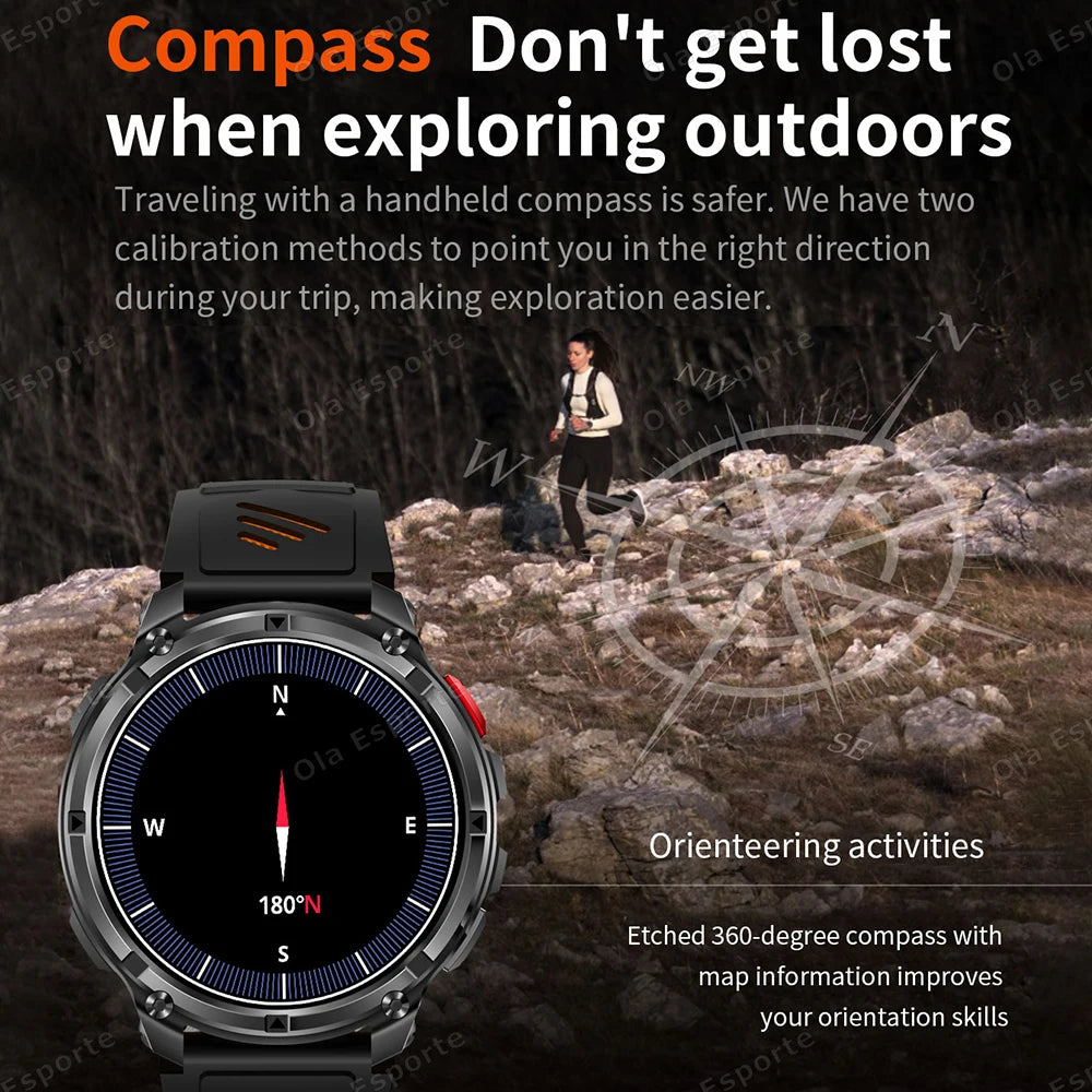 Rugged Military Smartwatch 1100mAh | Outdoor Sport Smart Watch