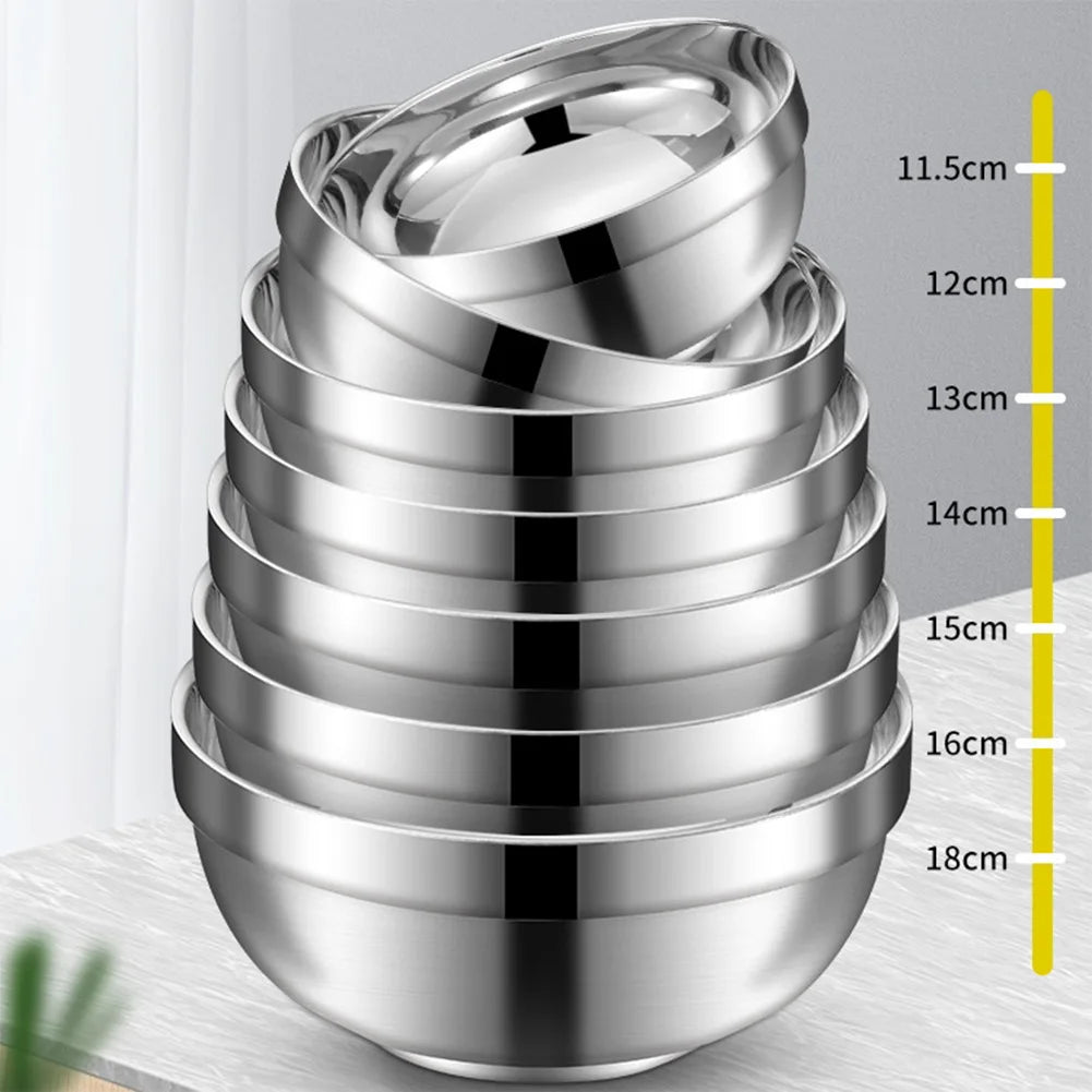 Stainless Steel Bowl Double Layer Thickening Family Kitchens Outdoor