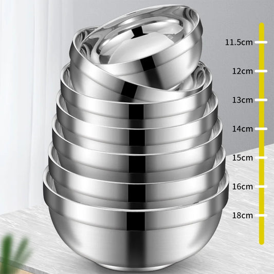 Stainless Steel Bowl Double Layer Thickening Family Kitchens Outdoor Peaceful Pleasures Health and Wellness