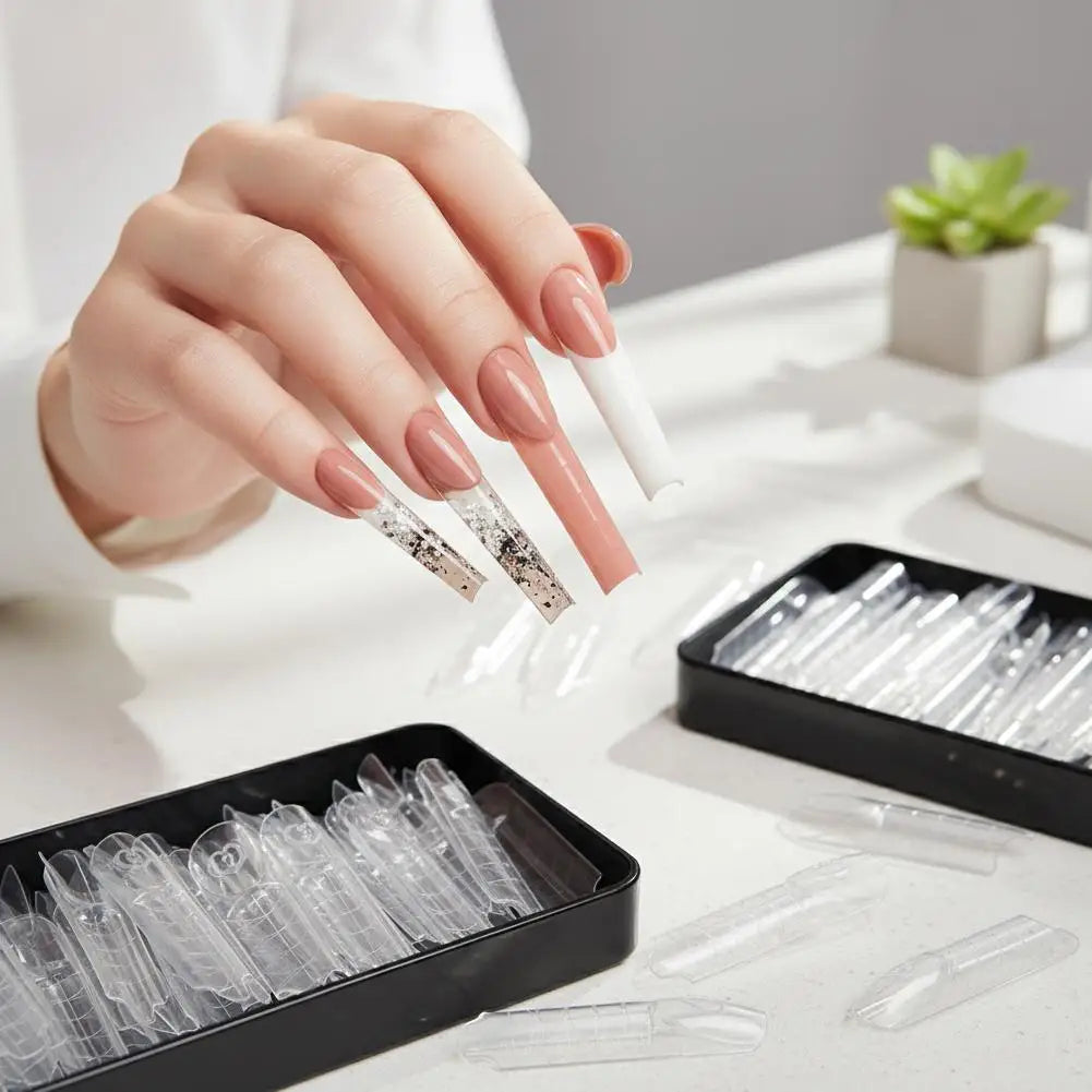 Clear Poly Nail Extension Forms 60/150Pcs – Square Full Cover Tips