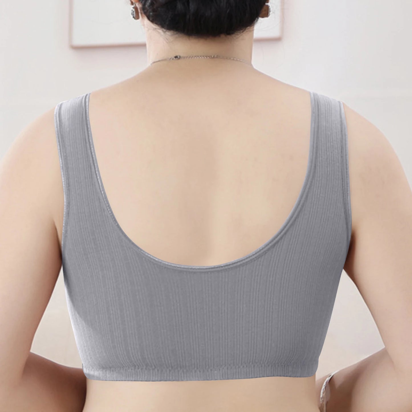 New Large Size Vest Style Bra for Middle-Aged And Elderly Women with Wide Strap Comfortable Cotton Underwear Fixed Cup Peaceful Pleasures Health and Wellness
