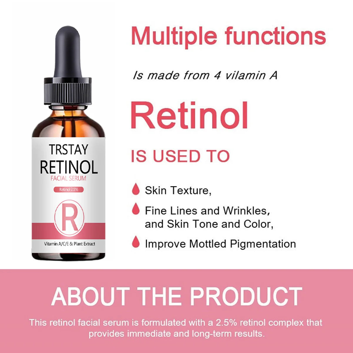 SDP Retinol Face Serum 2.5% With Hyaluronic Acid Anti Wrinkle Whitening Moisturizing Brightening Retinol Essence Skin Care Peaceful Pleasures Health and Wellness