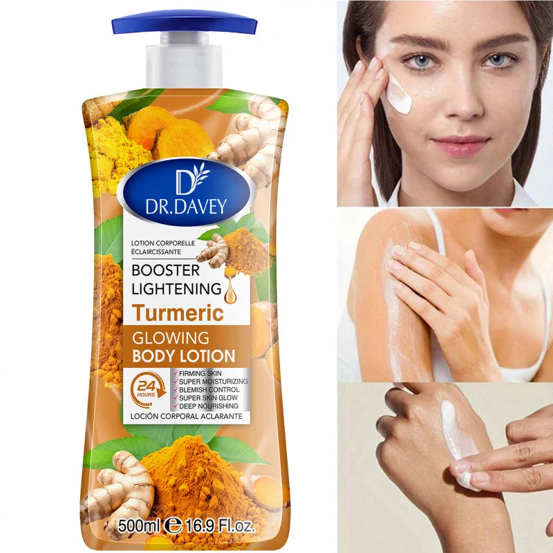 500ML DR.DAVEY Turmeric Glowing Body Lotion Large Capacity Four Seasons Moisturizing Refreshing Non Greasy Fragrant Peaceful Pleasures Health and Wellness